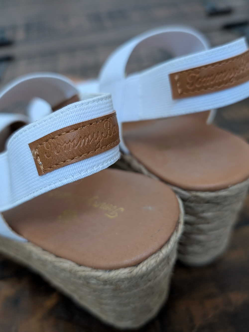 Tommy Bahama White Canvas Espadrille Wedge Sandals - Picture 3 of 3